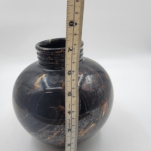 VINTAGE Haeger Pottery 1993 Golden Glaze Apply Black Decorative Vase  - Picture 10 of 11